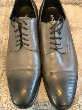 Kenneth Cole Men's Gray Leather Dress Shoes Sz 13. Worn Once!